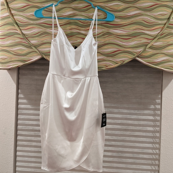 NWT Lulu's Forever Your Girl White Satin Mini Dress - Picture 3 of 5